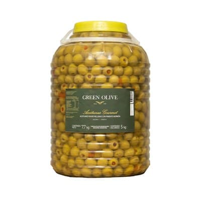 Aceitunas Verdes Rellenas con Pimiento Morron x 200 Gr. Esc. VIDRIO